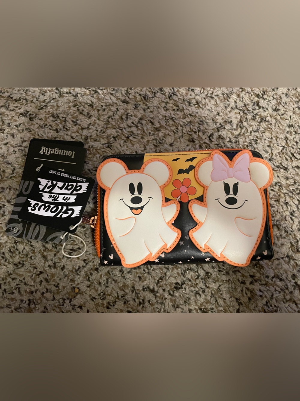 Loungefly Mickey & Minnie Floral Ghost Glow Zip Around Wallet